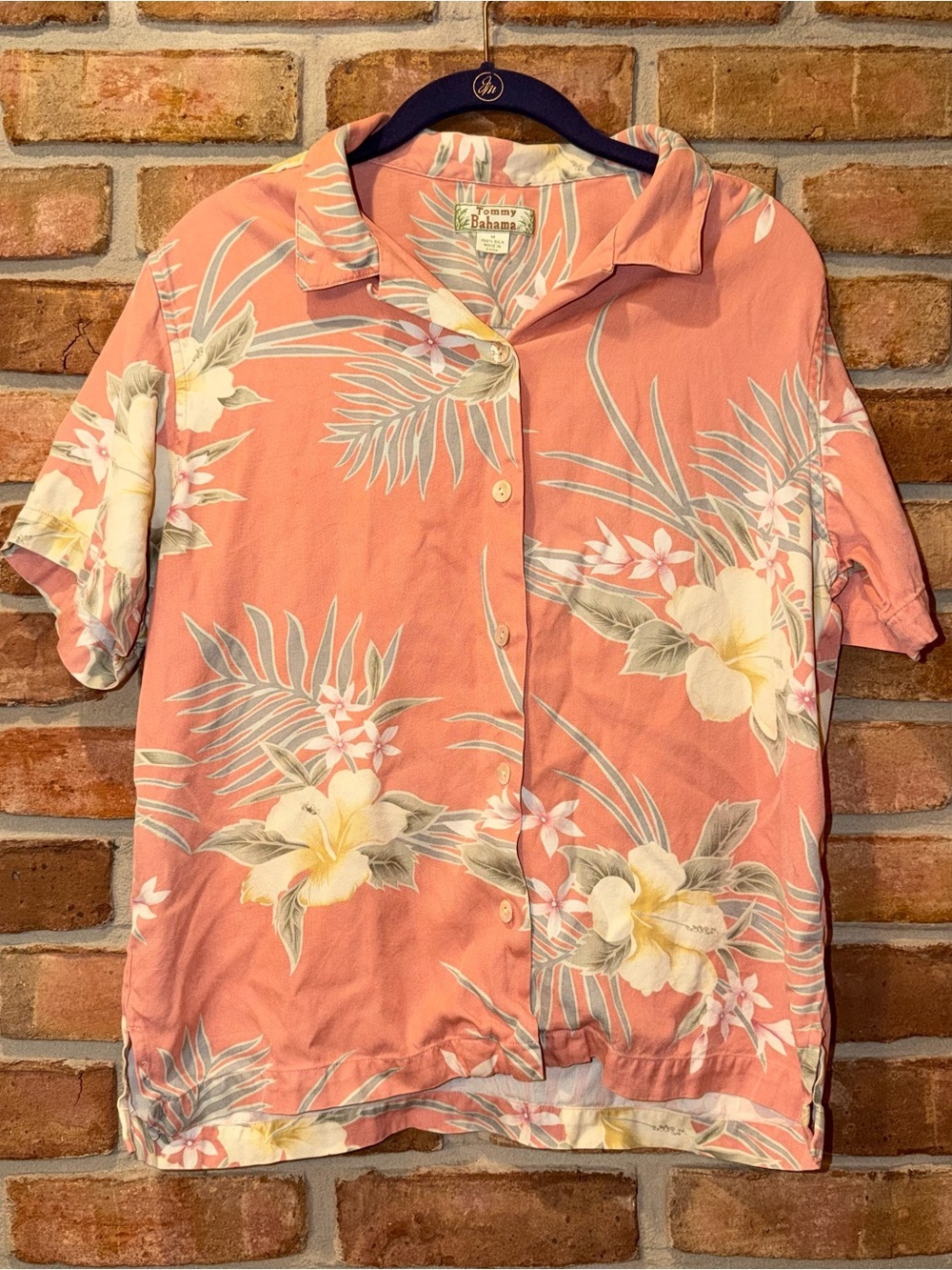Tommy Bahama Tropical 100% Silk Button Down Camp Shirt Size Medium